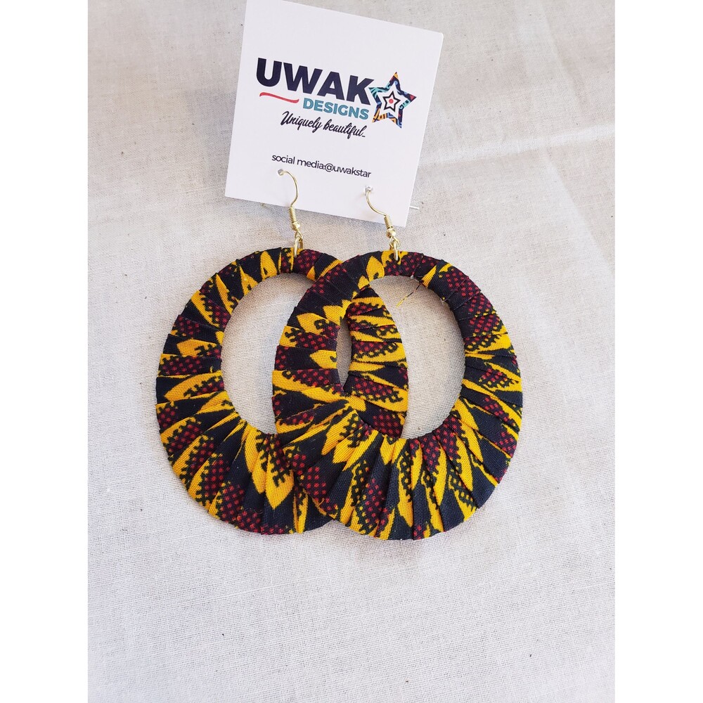 Fabric wrapped earrings, Ankara Hoop Earrings, Tribal earrings, African print ea
